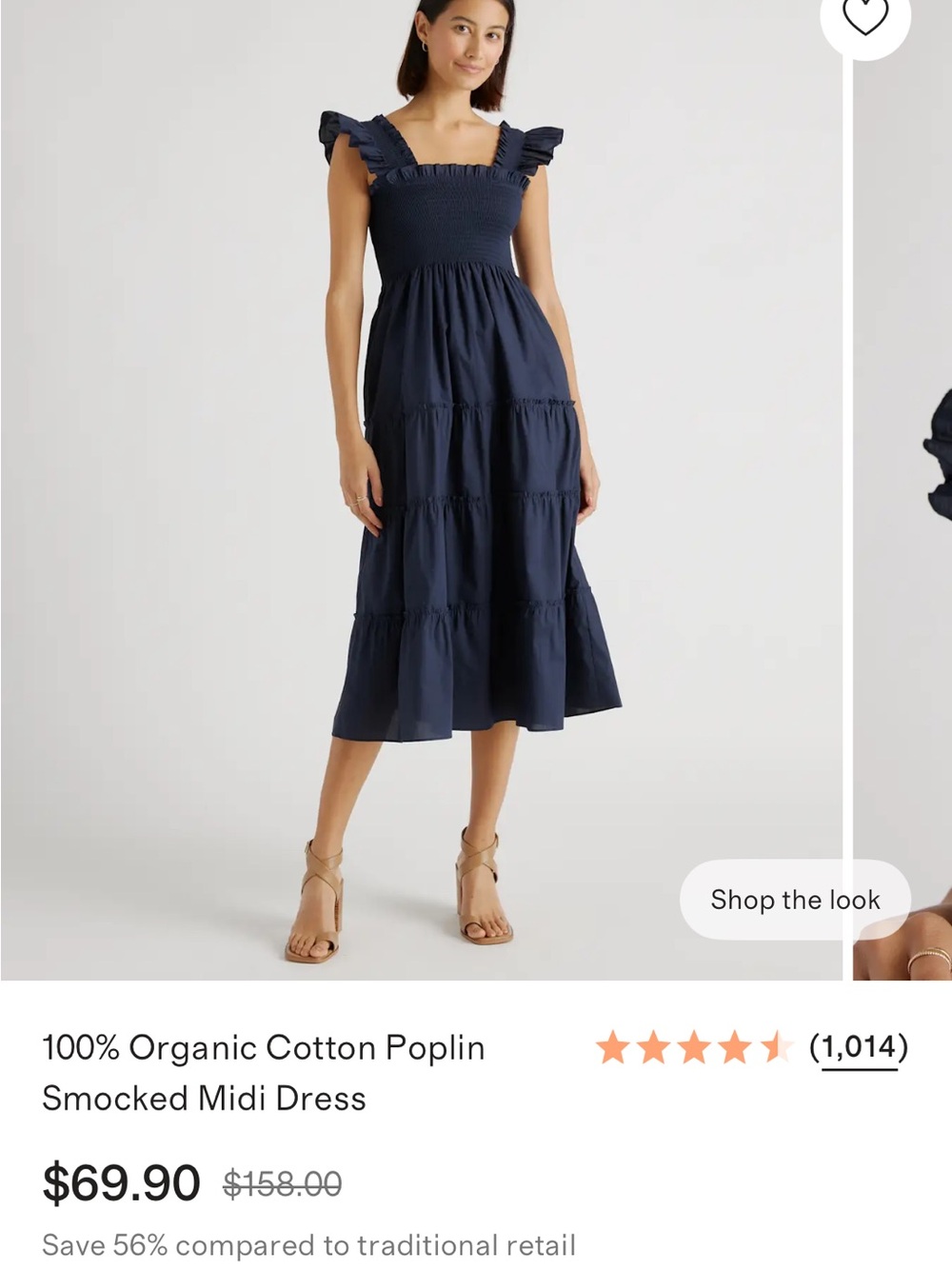 Quince 100% Organic Cotton Poplin Smocked Midi Dress